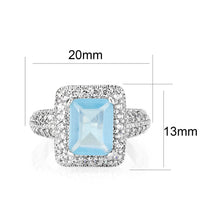 Load image into Gallery viewer, LO5W042- Rhodium Plated Brass Ring with CZ In AQ