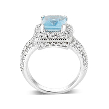 Load image into Gallery viewer, LO5W042- Rhodium Plated Brass Ring with CZ In AQ