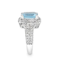 Load image into Gallery viewer, LO5W042- Rhodium Plated Brass Ring with CZ In AQ