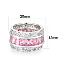 Load image into Gallery viewer, LO5W043- Rhodium Plated Brass Ring with CZ IN Pink