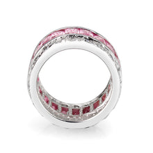 Load image into Gallery viewer, LO5W043- Rhodium Plated Brass Ring with CZ IN Pink