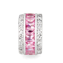 Load image into Gallery viewer, LO5W043- Rhodium Plated Brass Ring with CZ IN Pink