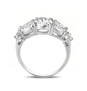 LO5S074- Sterling Silver Ring with CZ In Clear High Polished( NO Plating)