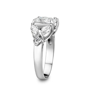 LO5S074- Sterling Silver Ring with CZ In Clear High Polished( NO Plating)