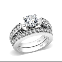 Load image into Gallery viewer, LO5S075- Sterling Silver Ring with CZ In Clear High Polished( NO Plating)