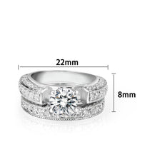 Load image into Gallery viewer, LO5S075- Sterling Silver Ring with CZ In Clear High Polished( NO Plating)