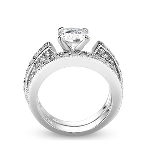 LO5S075- Sterling Silver Ring with CZ In Clear High Polished( NO Plating)