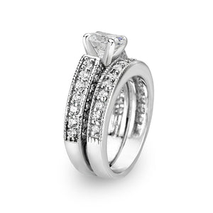 LO5S075- Sterling Silver Ring with CZ In Clear High Polished( NO Plating)