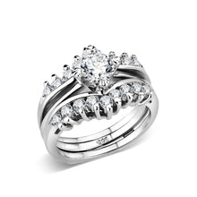 Load image into Gallery viewer, LO5S076- Sterling Silver Ring with CZ In Clear High Polished( NO Plating)