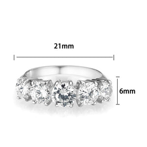 LO5S078- Sterling Silver Ring with CZ In Clear High Polished( NO Plating)