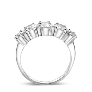 LO5S078- Sterling Silver Ring with CZ In Clear High Polished( NO Plating)