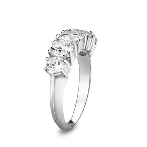 LO5S078- Sterling Silver Ring with CZ In Clear High Polished( NO Plating)