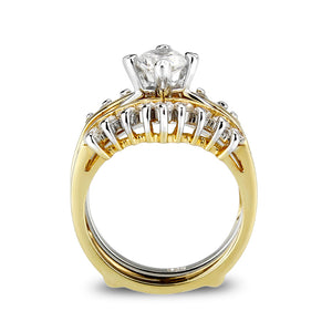 LO5S079- Sterling Silver Ring with CZ In Clear Two-Tone