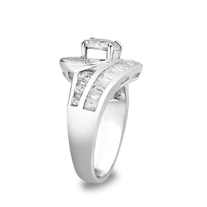 LO5S080- Sterling Silver Ring with CZ In Clear High Polished( No Plating)