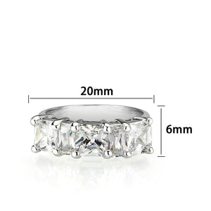 LO5S082- Sterling Silver Ring with CZ In Clear High Polished( NO Plating)