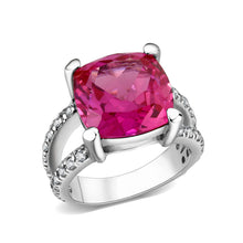 Load image into Gallery viewer, LO5S084- Sterling Silver Ring with CZ In Ruby High Polished( NO Plating)