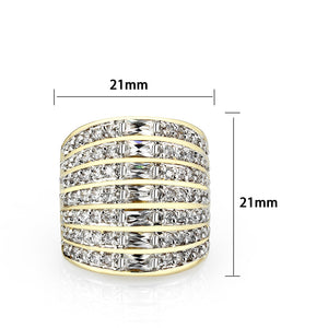 LO5W094- Gold Plated Brass Ring with CZ In Clear