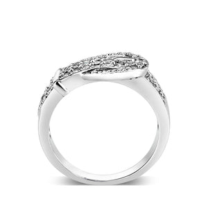 LO5W097-Rhodium Plated Brass Ring with CZ In Clear