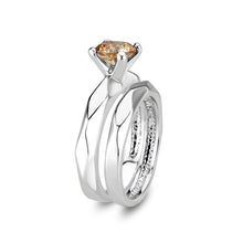 Load image into Gallery viewer, LO5W102- Rhodium Brass Ring with CZ In Champagne Color