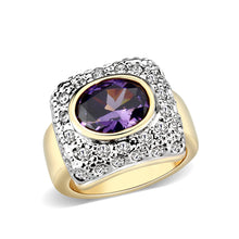 Load image into Gallery viewer, LO5W105- Gold Plated Brass Ring with CZ In Amethyst