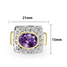 Load image into Gallery viewer, LO5W105- Gold Plated Brass Ring with CZ In Amethyst