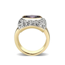 Load image into Gallery viewer, LO5W105- Gold Plated Brass Ring with CZ In Amethyst