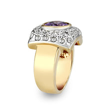 Load image into Gallery viewer, LO5W105- Gold Plated Brass Ring with CZ In Amethyst