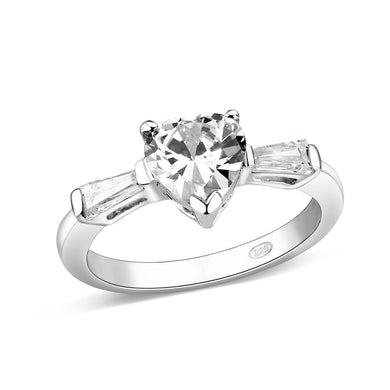 LO5S230- Sterling Silver Ring with CZ In Clear High Polished( NO Plating)
