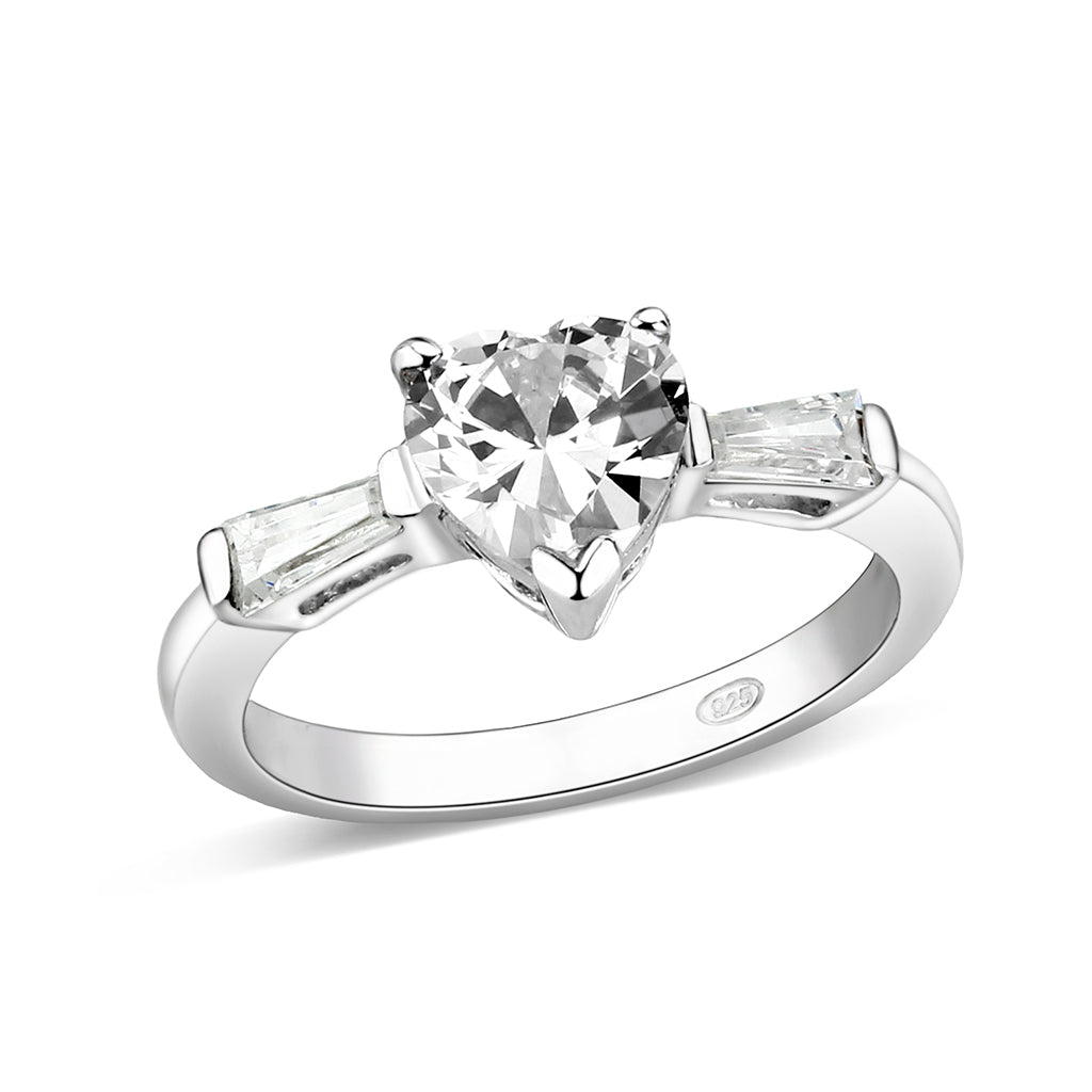 LO5S230- Sterling Silver Ring with CZ In Clear High Polished( NO Plating)