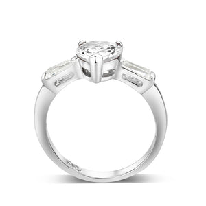 LO5S230- Sterling Silver Ring with CZ In Clear High Polished( NO Plating)
