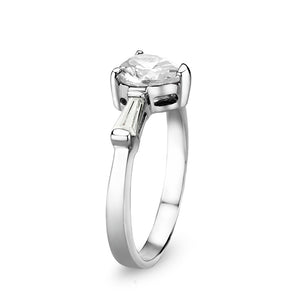 LO5S230- Sterling Silver Ring with CZ In Clear High Polished( NO Plating)