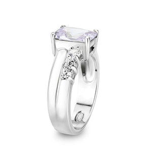 LO5S233- Sterling Silver Ring with CZ In Clear High Polished( NO Plating)