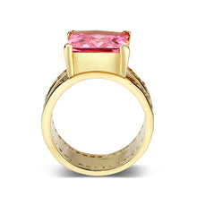Load image into Gallery viewer, LO5W237-  Brass Ring With CZ in Pink Gold Plated