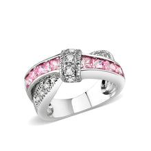 Load image into Gallery viewer, LO5W238-  Brass Ring With CZ in Pink Rhodium Plated