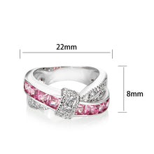 Load image into Gallery viewer, LO5W238-  Brass Ring With CZ in Pink Rhodium Plated