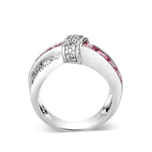 Load image into Gallery viewer, LO5W238-  Brass Ring With CZ in Pink Rhodium Plated