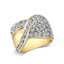 Load image into Gallery viewer, LO5W240-  Brass Ring With Synthetic Glass  in Clear Gold Plated