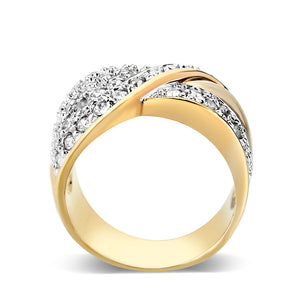 LO5W240-  Brass Ring With Synthetic Glass  in Clear Gold Plated