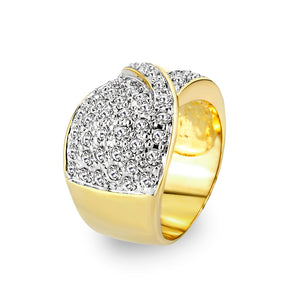 LO5W240-  Brass Ring With Synthetic Glass  in Clear Gold Plated