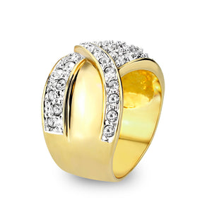 LO5W240-  Brass Ring With Synthetic Glass  in Clear Gold Plated
