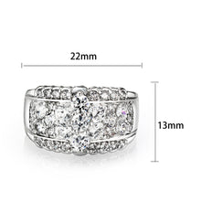 Load image into Gallery viewer, LO5W243-  Brass Ring With CZ  in Clear Rhodium Plated