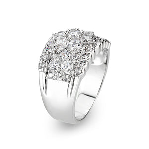 LO5W243-  Brass Ring With CZ  in Clear Rhodium Plated