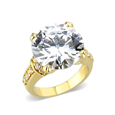 LO5W244-  Brass Ring With CZ  in Clear Gold Plated