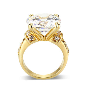 LO5W244-  Brass Ring With CZ  in Clear Gold Plated