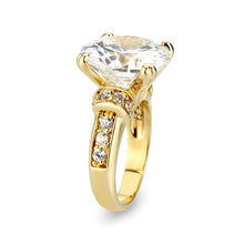 Load image into Gallery viewer, LO5W244-  Brass Ring With CZ  in Clear Gold Plated
