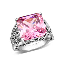 Load image into Gallery viewer, LO5W245-  Brass Ring With CZ  in Pink Gold Plated