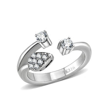 Load image into Gallery viewer, LO5W246-  Brass Ring With CZ  in Clear Rhodium Plated