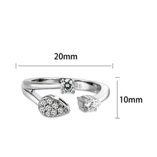 Load image into Gallery viewer, LO5W246-  Brass Ring With CZ  in Clear Rhodium Plated