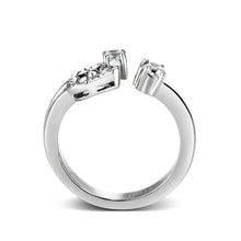 Load image into Gallery viewer, LO5W246-  Brass Ring With CZ  in Clear Rhodium Plated