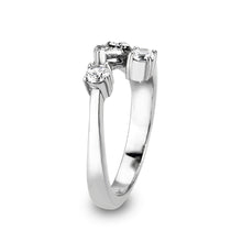 Load image into Gallery viewer, LO5W246-  Brass Ring With CZ  in Clear Rhodium Plated